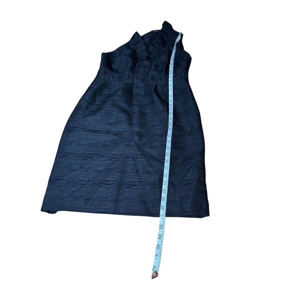 Ann Taylor Halter Dress Size 4 Ruffle Neck Black Textured Sleeveless Office Work - Picture 7 of 7